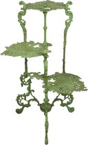 Bijzettafel plantentafel - Gietijzeren tafeltje 3 niveaus - Groene Bloemen - 80 cm hoog