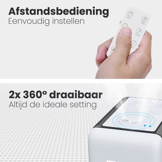 Auronic Luchtbevochtiger - 6L Tankcapaciteit Incl. Waterfilter - 50m2 - Babykamer & Slaapkamer - 3 Vernevelingsstanden - Wit
