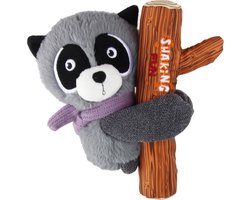 GiGwi Hondenknuffel - 2 in 1 piepspeeltje Wasbeer - Lengte 20 cm - Hondenspeelgoed