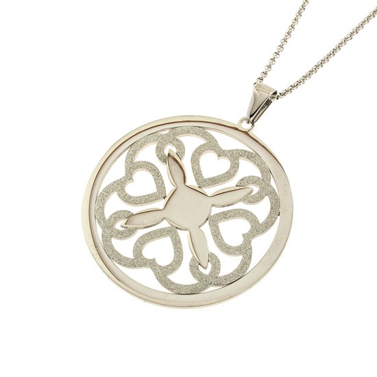 Acier inoxydable - grand pendentif en acier inoxydable avec chaîne longue modèle LYDIA