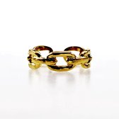Schakel Ring Dames - Stalen Goudkleur - Verstelbaar Ring