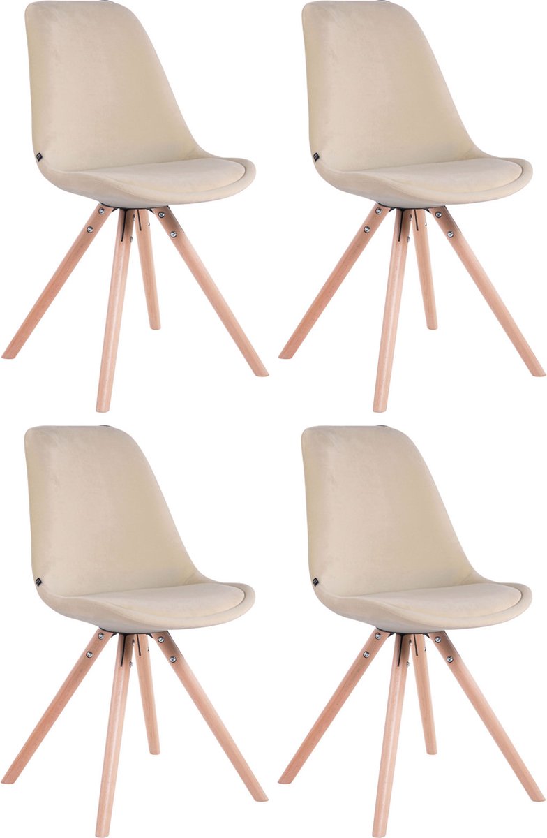 CLP Toulouse Set van 4 Stoelen - Rond frame - Fluweel creme natura