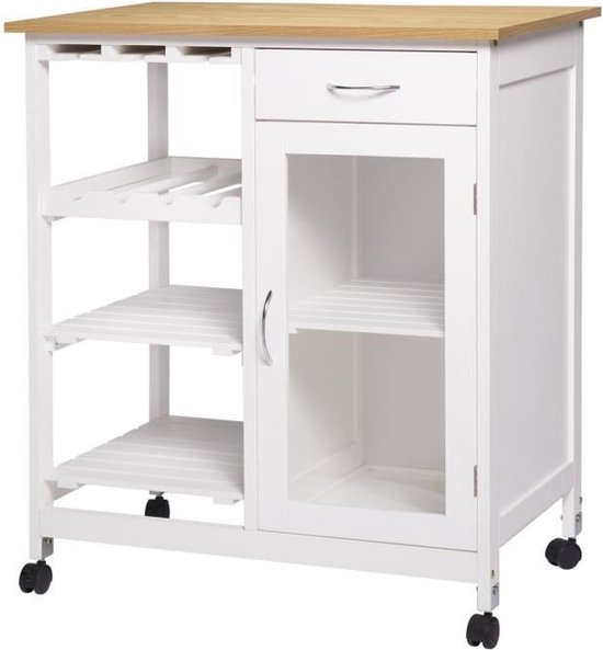 Kit Closet 7040028004 Kitchen Trolley, 1 Door Drawer, Wood/White, 37