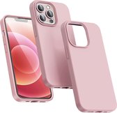 Hoesje Geschikt voor iPhone 14 Pro Max – Liquid Siliconen Backcover – Licht Roze