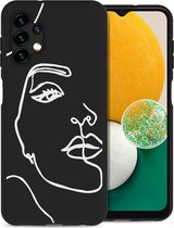iMoshion Hoesje Geschikt voor Samsung Galaxy A04s / A13 (5G) Hoesje Siliconen - iMoshion Design hoesje - Transparant / Line Art Woman Black