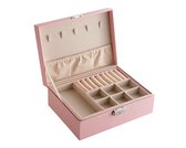 Luxe Sieradendoos - Juwelendoos - 2 lagen - Opbergbox - Sieradenbox - Bijouterie Kistje - Oorbellen/Ring/Ketting/Armband - Vrouwen/Dames/Meisjes - Roze