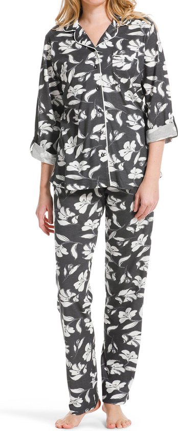 Pastunette pyjama Modal - lange mouw - Grey Flower - 46 - Grijs.