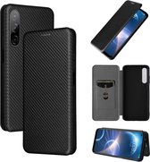 For HTC Desire 22 Pro Carbon Fiber Texture Magnetic Flip Leather Phone Case(Black)