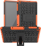 Voor Huawei MatePad T10 / T10S / Enjoy 2 Bandentextuur Schokbestendig TPU + PC-beschermhoes met houder (oranje)
