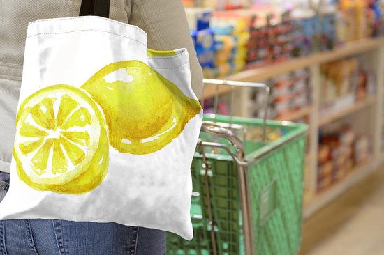 Sac Bandoulière - Sac Plage - Shopper Aquarelle - Citroen - Fruit - 40x40 cm - Sac Coton