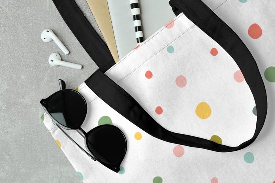 Sac bandoulière - Sac de plage - Shopper Peinture - Motif - Pois - 45x45 cm - Sac en coton