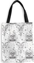 MuchoWow® Schoudertas - Strandtas - Big Shopper - Boodschappentas - Masker - Lijn - Patronen - Tribal - 40x50 cm - Katoenen tas