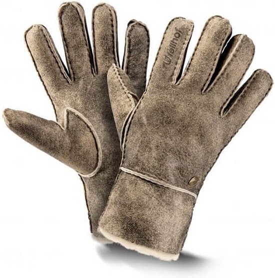 Fellhof Trend warme handschoenen winter maat 8 - retro - lamswol - lamsleder - gevoerd – unisex