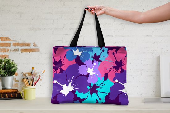 Sac Bandoulière - Sac De Plage - Shopper Tropical - Fleurs - Hawaï - Motif - 50x40 cm - Sac Coton
