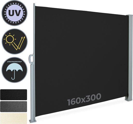 GoodVibes - Uittrekbaar Windscherm - Uitschuifbare Zijluifel 160 x 0-300 cm - voor Balkon/Terras