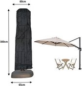 Maxxcovers Housse de Parasol pour Parasol Flottant - Avec Bâton et Fermeture Éclair - Zwart - 300x60 cm (HxL) - Imperméable