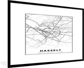 Cadre photo avec affiche Zwart Wit- Plan de la ville - Carte - België - Zwart Wit - Hasselt - Carte - 90x60 cm - Cadre pour affiche