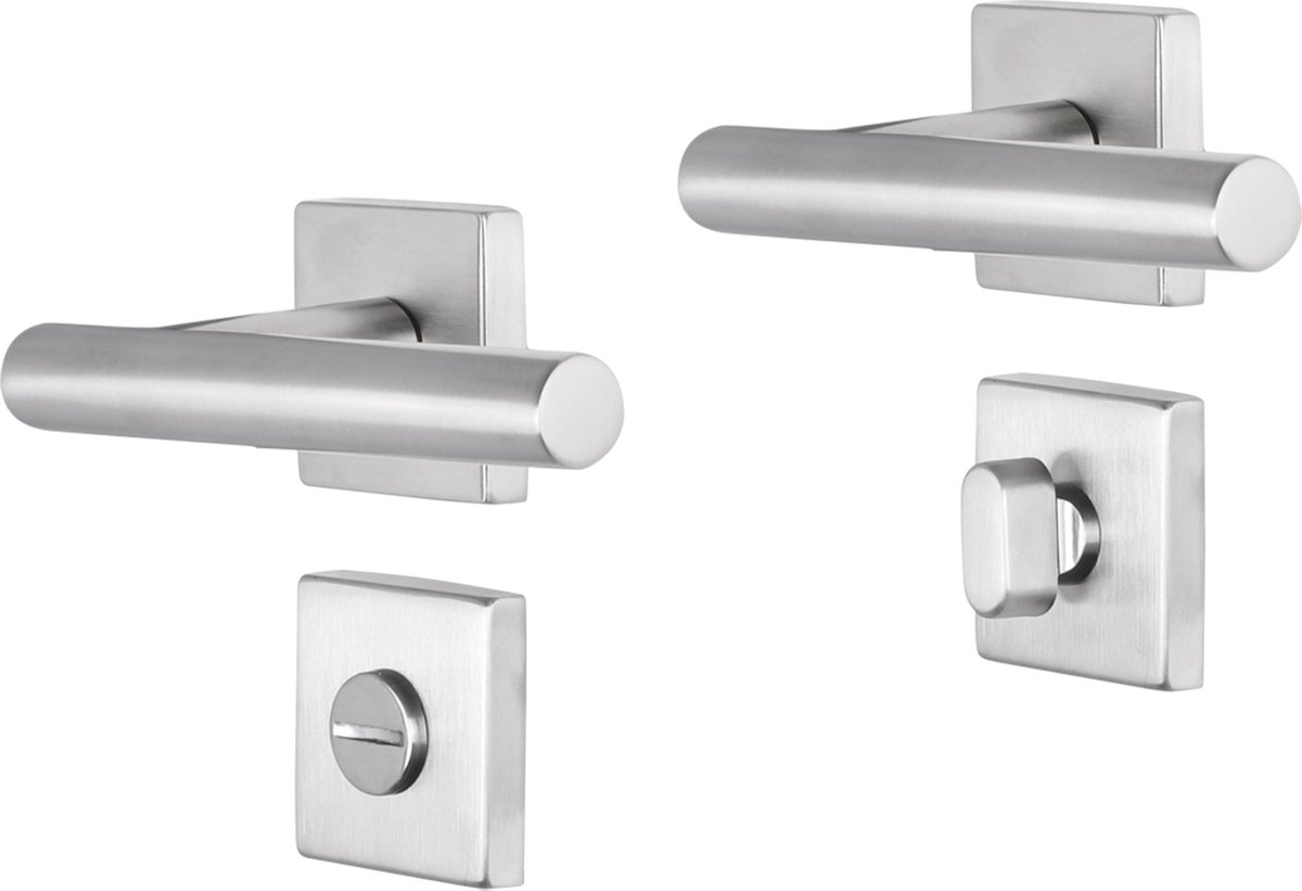Deurkruk - Impresso Chelsea - Voor binnen - Vierkant met vierkant toiletrozet - RVS - 2 stuks