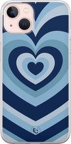 Hoesje geschikt voor iPhone 13 - Hart blauw - Soft Case - TPU - Print - Blauw - ELLECHIQ