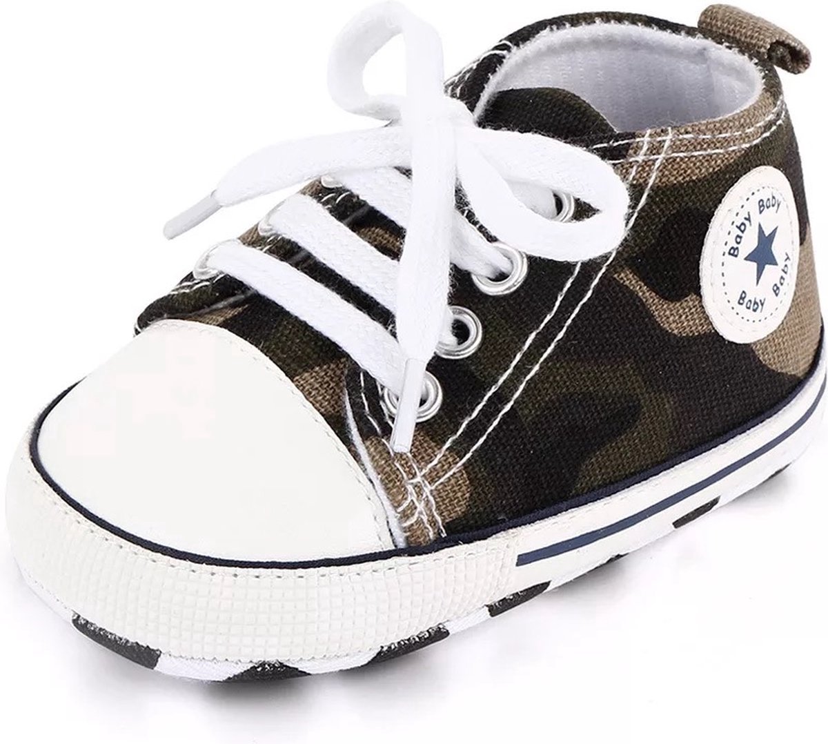Steppies Babyschoentjes - Camouflage - Zachte Zool Antislip - Maat 16-17 (0-6 maanden, 11 cm) - Babyslofjes