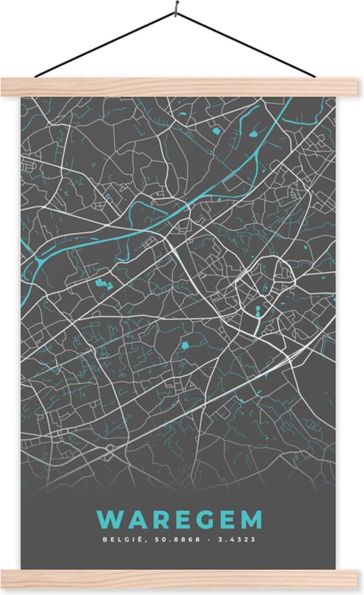Posterhanger incl. Poster - Schoolplaat - België – Waregem – Stadskaart ...