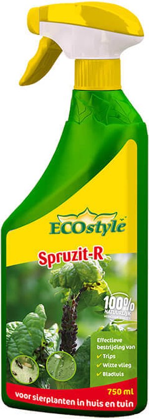 ECOstyle Spruzit-R Insecten Bestrijdingsmiddel Spray - Bladluis, Trips, Witte Vlieg - 100% Plantaardig - Binnen & Buiten - Gebruiksklaar - 750 ML