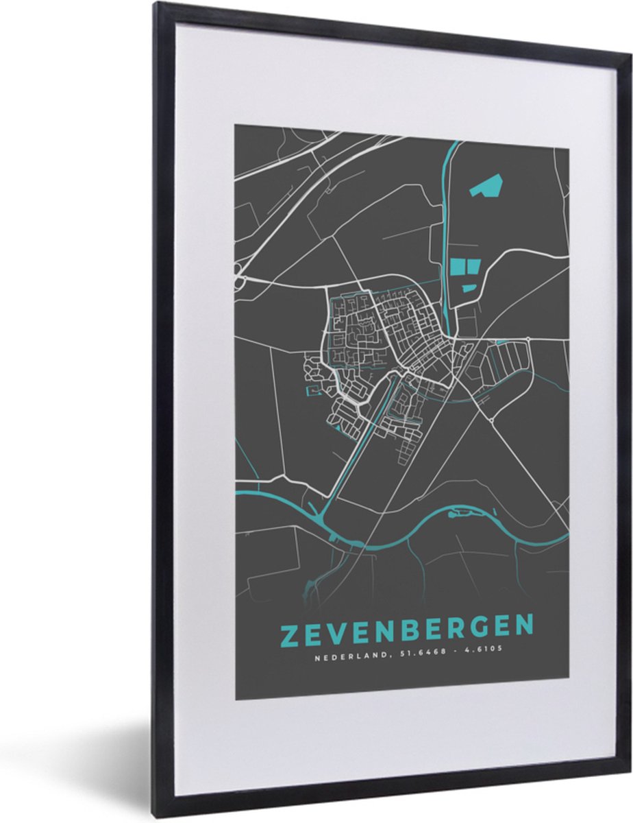 Fotolijst Incl Poster Kaart Zevenbergen Plattegrond Stadskaart