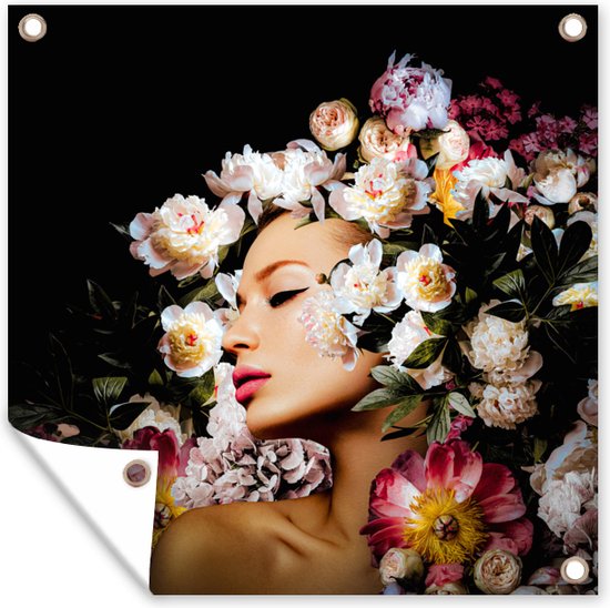 Torchon de jardin Femme - Fleurs - Roses - Portrait - 100x100 cm