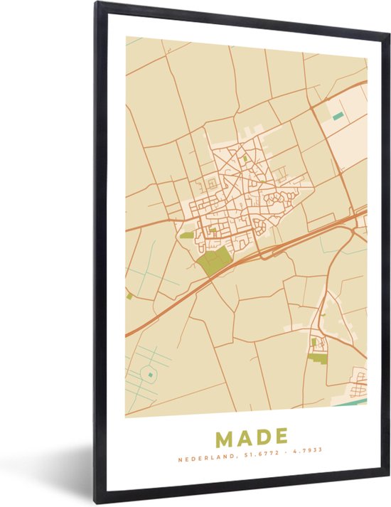 Fotolijst Incl Poster Plattegrond Made Vintage Kaart Stadskaart X Cm Bol Com