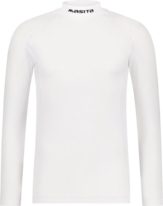 Masita | Thermoshirt Dames Lange Mouw Colshirt Skin Trainingsshirt Heren Kind Unisex 100% Polyester Sneldrogend - WHITE - 140