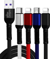 De Beste Gadgets Oplaadkabel 4 in 1 met 2x Lightning 1x USB-C 1x Micro-USB - Geschikt voor iPhone, iPad en Android apparaten