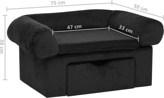 Hondenbank 68x38x38 cm pluche zwart kopen