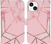 iMoshion Hoesje Geschikt voor iPhone 14 Hoesje Met Pasjeshouder - iMoshion Design Softcase Bookcase - Roze / Pink Graphic
