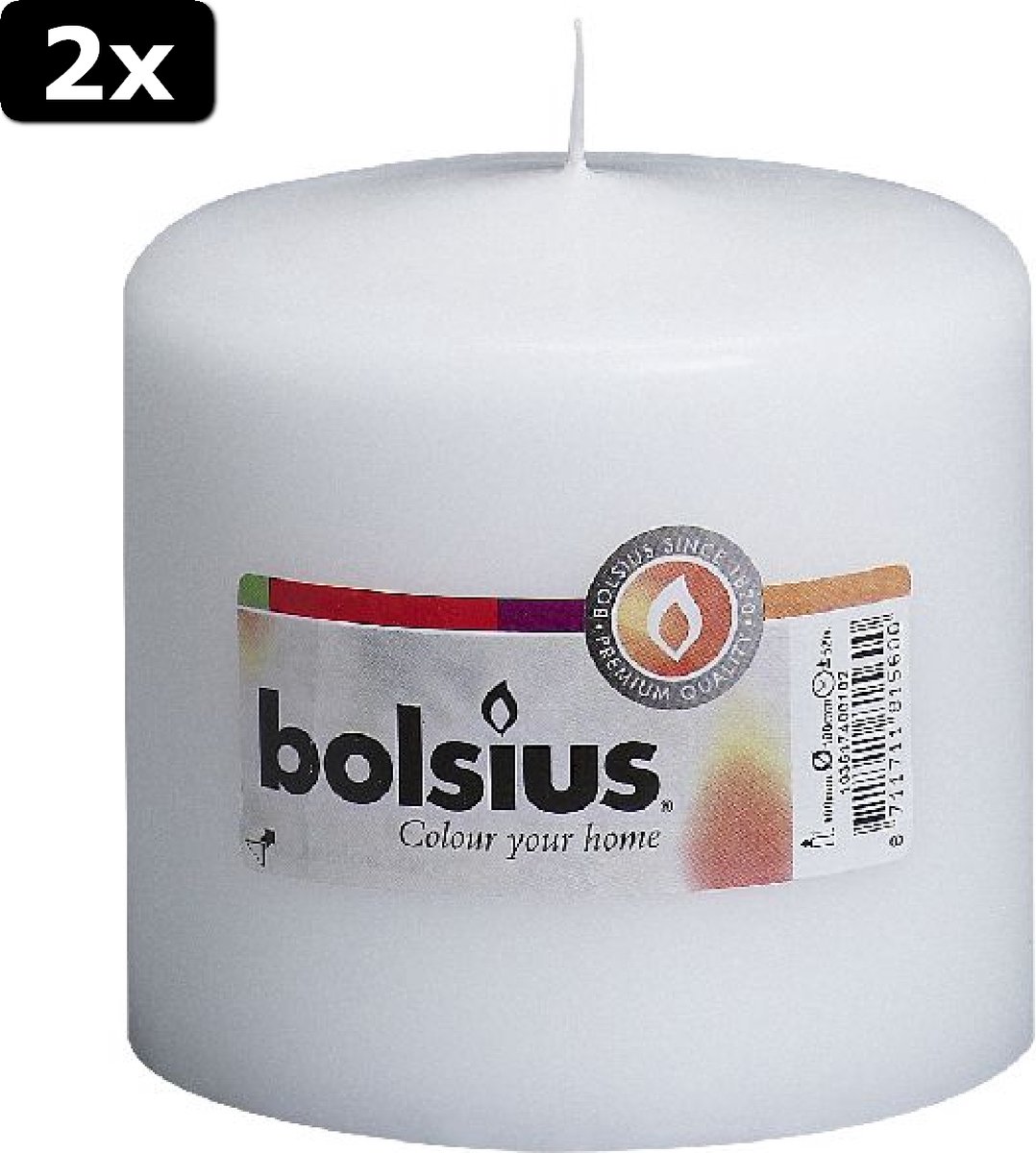 2x Bolsius stompkaars in cello wit 100/100