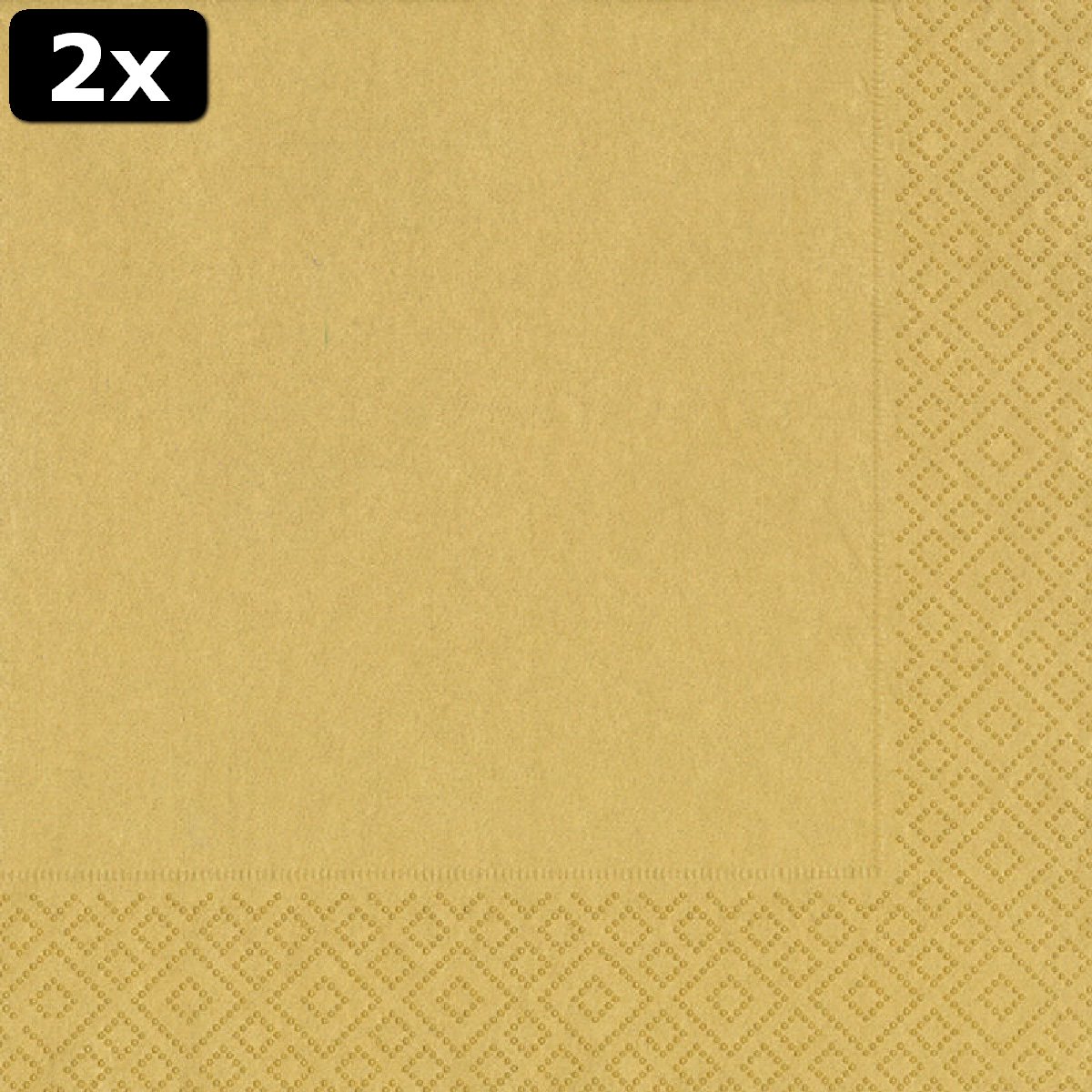 2x Duni servetten Gold 33x33cm