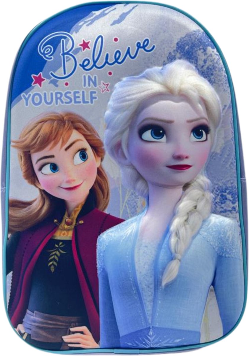 Kids Licensing Schoolrugzak - Believe in your self - Meisjes Rugzak - Frozen - Maat: 30cm - Blauw stijl