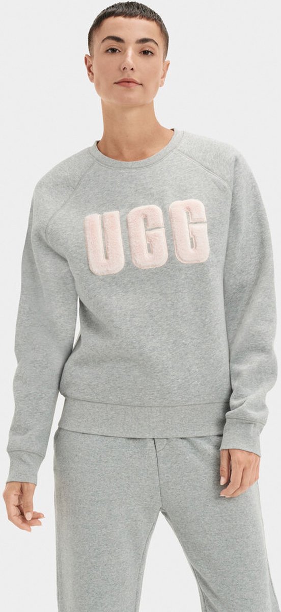 UGG Dames Truien & vesten W Madeline Fuzzy Logo Crewneck - Grijs - Maat S |  bol