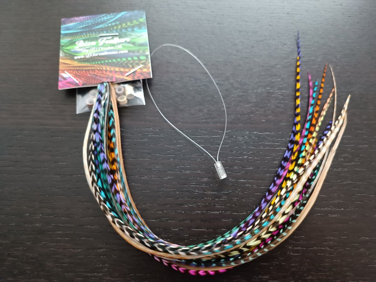 1 set van 20 feather extensions XL 23cm t/m 32cm Natuur/Kleur mix