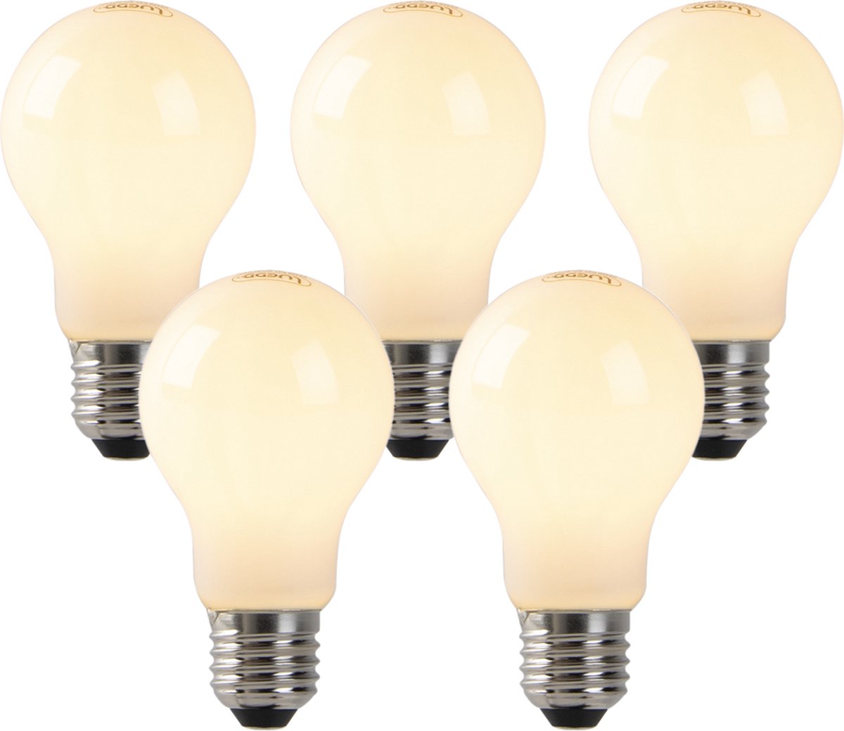 LUEDD Set van 5 dimbare E27 LED lampen opaal glas 4W 320 lm 2200K