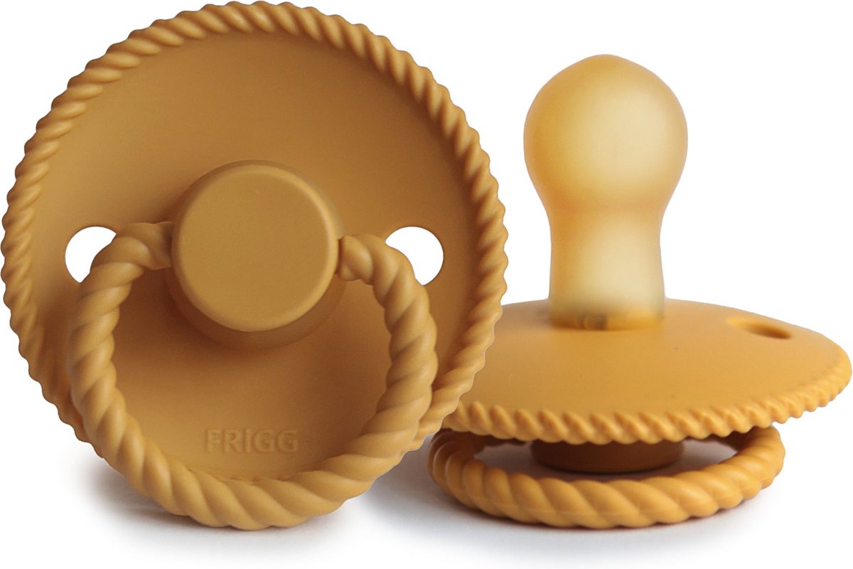 Goedkoopste Frigg Rope Latex Fopspeen 0-6M | Honey Gold