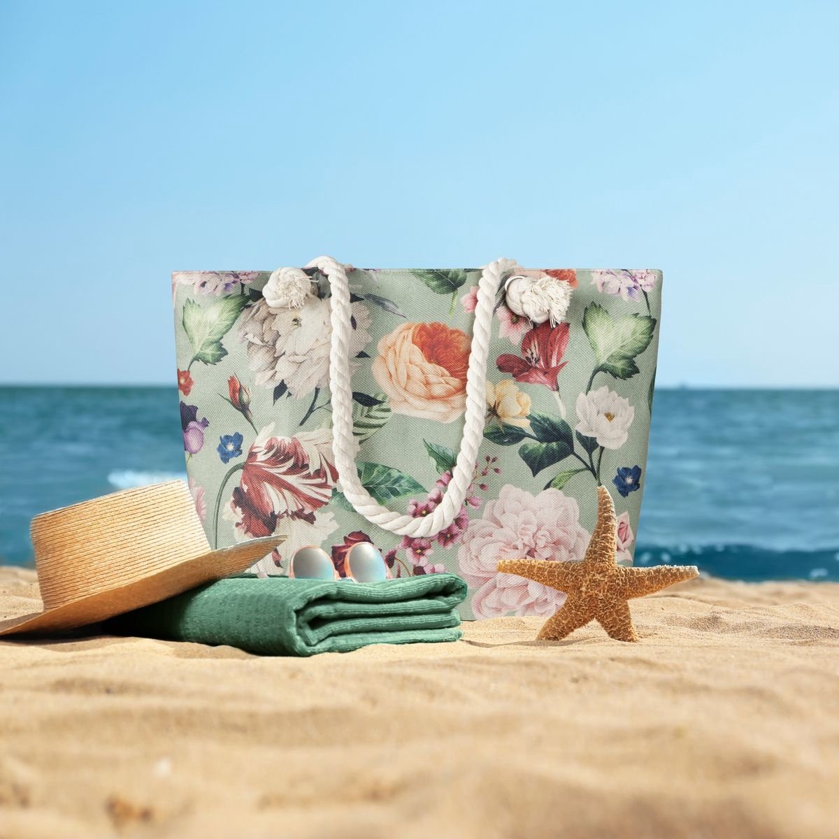 Strandtas Fiori - 43x60 cm no.30228 Groen