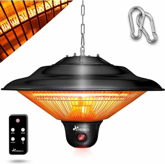 TRESKO- terrasverwarmer- zilver- heater- met afstandsbediening- 3
