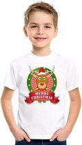Kerst t-shirt voor kinderen met rendier print - wit - shirt voor jongens en meisjes 122/128