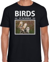 Dieren foto t-shirt Kerkuil - zwart - heren - birds of the world - cadeau shirt Kerkuilen liefhebber XXL