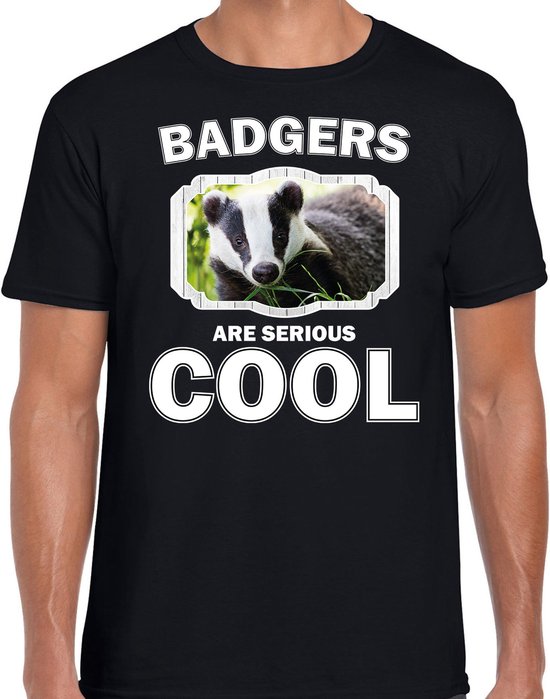 Dieren dassen t-shirt zwart heren - badgers are serious cool shirt - cadeau t-shirt das/ dassen liefhebber M