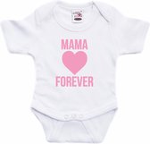 Mama forever roze hart tekst baby rompertje wit jongens en meisjes - Kraamcadeau/ Moederdag cadeau - Babykleding 80