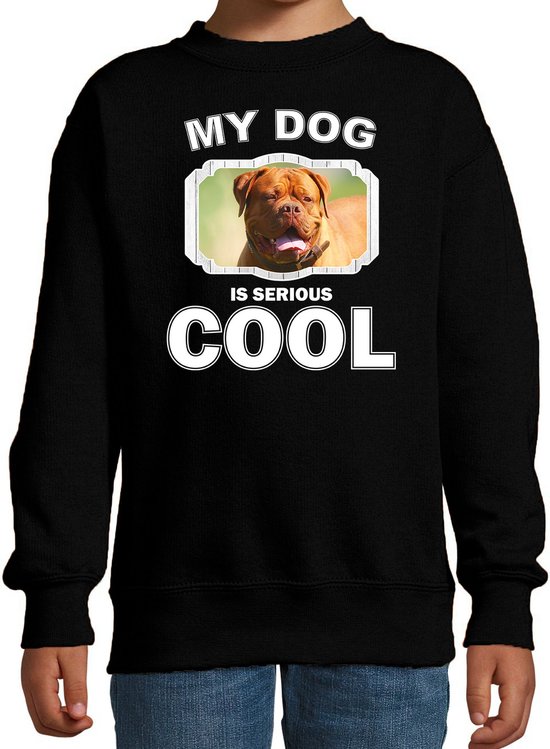 Franse mastiff honden trui / sweater my dog is serious cool zwart - kinderen - Franse mastiff liefhebber cadeau sweaters - kinderkleding / kleding 110/116