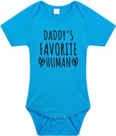 Daddys favourite human tekst baby rompertje blauw jongens - Kraamcadeau - Vaderdag - Babykleding 68