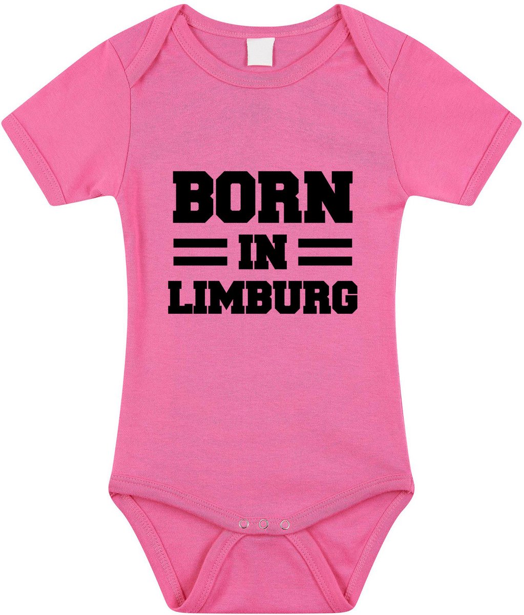 Born in Limburg tekst baby rompertje roze meisjes - Kraamcadeau - Limburg geboren cadeau 92