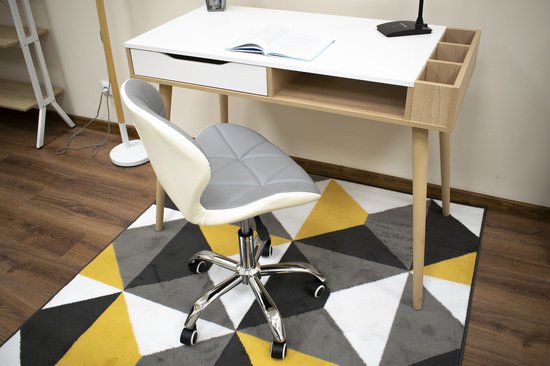 AVOLA - Bureaustoel - ergonomisch - ECO-leer - grijs wit